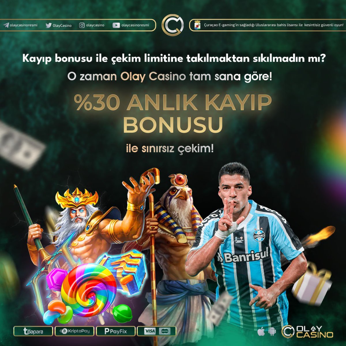 olayresmi's tweet photo. 😍 Kayıp bonusu ile çekim limitine takılmaktan sıkılmadın mı? 

💸 OlayCasino tam sana göre! %30 Anlık kayıp bonusu ile sınırsız çekim! https://t.co/iFAZz0dI8r