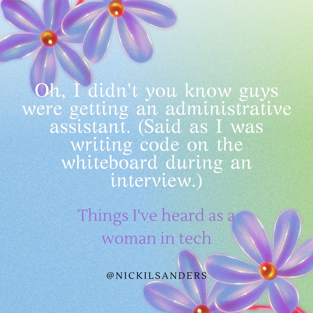 Day 4 of things I've heard as a woman in tech 💕

#ThatsWhatHeSaid #womeninengineering #womenintech #SoftwareDeveloper #softwaredevelopment #SoftwareEngineer