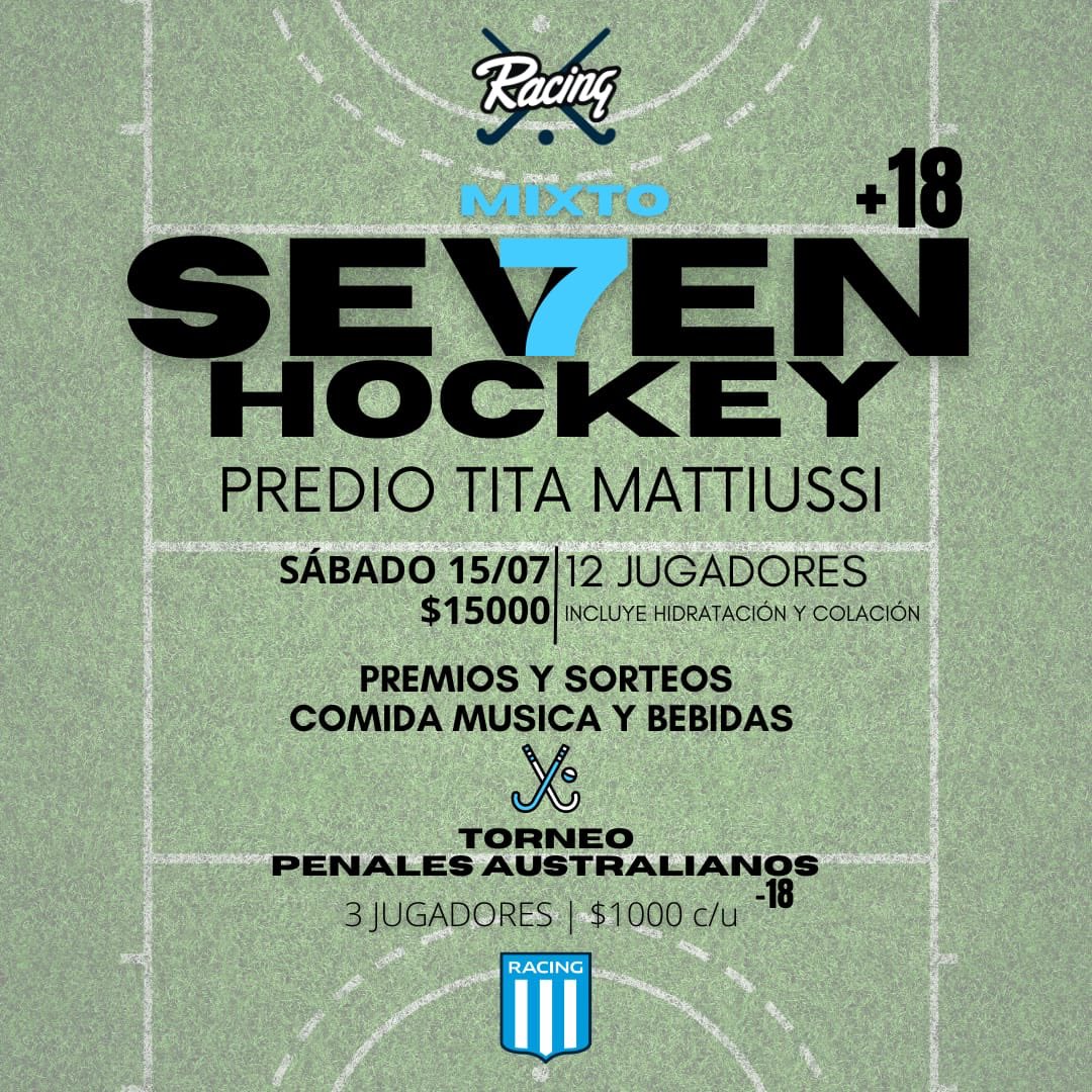 RC_Hockeycesped's tweet photo. Seven en el Tita ! Súmate con tu equipo , mixto y torneo de australianos ! Vivamos un gran día juntos ! https://t.co/CR99xvkbO0