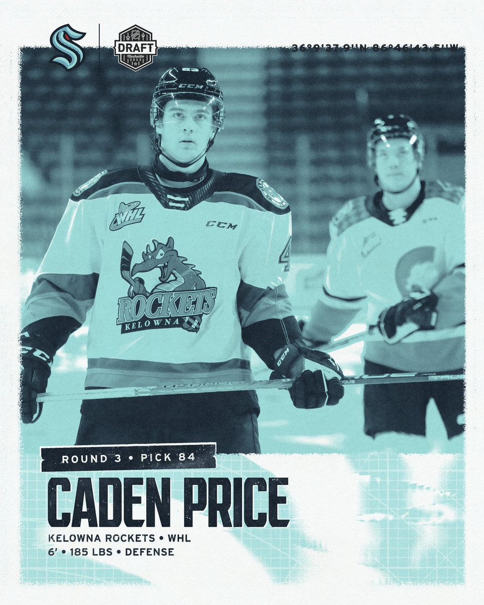 SeattleKraken's tweet photo. PRICE IS RIGHT 🤑

With the 84th overall pick, the #SeaKraken select Caden Price! https://t.co/RTNo4Iktj5