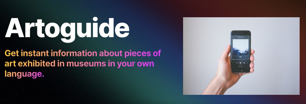 coco946's tweet photo. Day 68 of @100daysai
Today I used namelix to find a brand name the #buildtoexit Challenge.
I created the landing page of my product, Artoguide, an app which provides information of pieces of arts!
Check it out and register!
👇
https://t.co/vaNjhLmTuG
#visitmuseum #ArtLovers https://t.co/DeA1LTf9PE