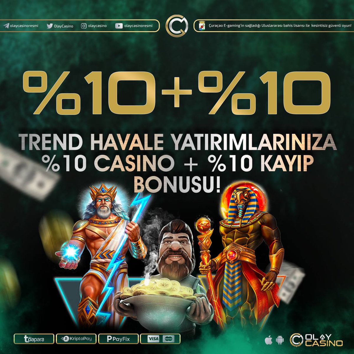 olayresmi's tweet photo. 🎲 Olay Casino'da Bonuslar da Ayrı Bir
OLAY!

🎁 Trend Havale Yatırımlarınıza %10 Casino + %10 Kayıp Bonusu! https://t.co/GLzs4LAL4I