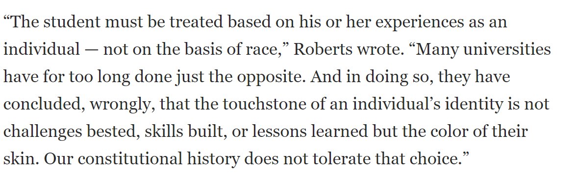 I agree.  👏 👍

Chief Justice John Roberts, who in his majority decision, summed up the legal and moral rationale for the Court’s decision.