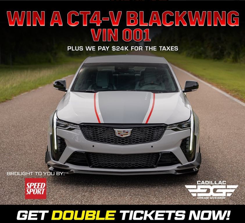 DreamGiveaway's tweet photo. The Cadillac Dream Giveaway is brought to you by @SPEEDSPORT. Help charities and enter to win this twin-turbocharged, 472 hp, 0-60 mph in 3.8 seconds beast! Donate to help out veterans and children. $3/ 1 ticket, $25/40, $100/200 at https://t.co/xpp5YdTaxr
#CT4V #VIN001 https://t.co/MZqmatp3Eb