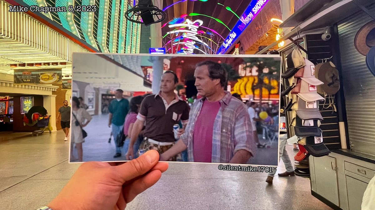 Vegas Vacation (1997)… Clark (#chevychase) & Cousin Eddie (#randyquaid) on #fremontstreet. 

#vegasvacation #clarkgriswold #comedy #90smovie #90smovies #the90s #movielocations #movielocation #locationscouting #locationscout #movies #movie #travel #vegas #lasvegas #nvfilm #filmnv