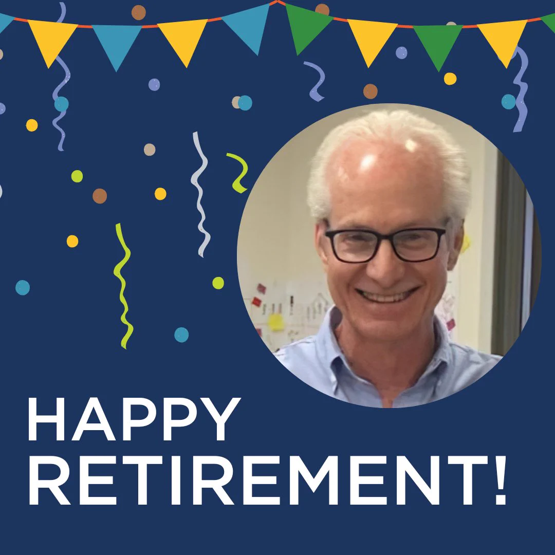 Picture of Paul Sandrock with caption: Happy Retirement!" 