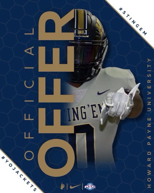 After a great conversation with <a href="/CoachCadeGray/">Coach Gray</a> I am blessed too receive my first offer from Howard Payne University!! <a href="/Coach_Cochran/">Chris Cochran</a> <a href="/Coach_Magee/">Coach Magee</a> <a href="/Joel_Rinlee/">Coach Joel Rinlee</a>
