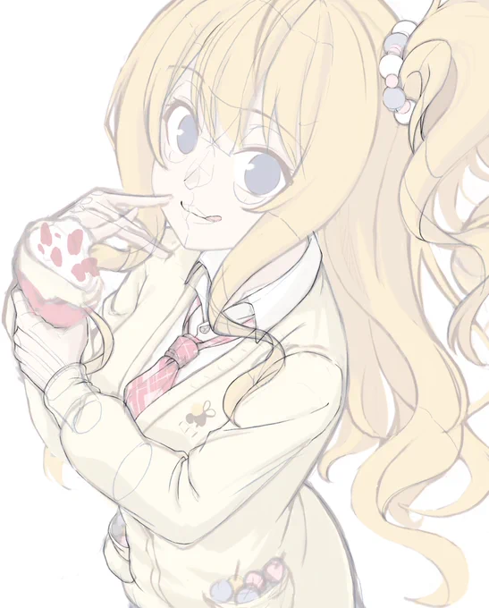 続き 線画の続きを少し加筆しました_φ(・_・ 長いストローク部分は一旦スルーで後程板タブで描く予定