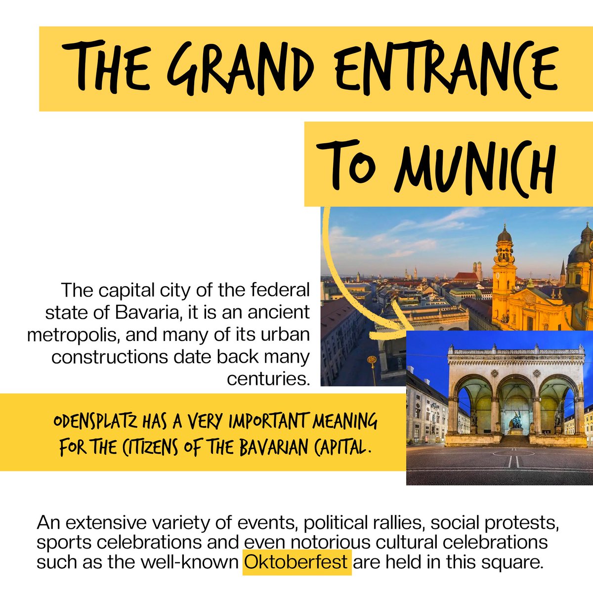 Tripaimofficial's tweet image. Odeonsplatz is one of the most visited squares in Munich, it was created to welcome the visitors of the city. 🤩

Read more about it in our blog and go to the link in our bio to download the free app. 📲

#tripaim #travelguide #freetravelguide #freeguide #freetour #traveladdict