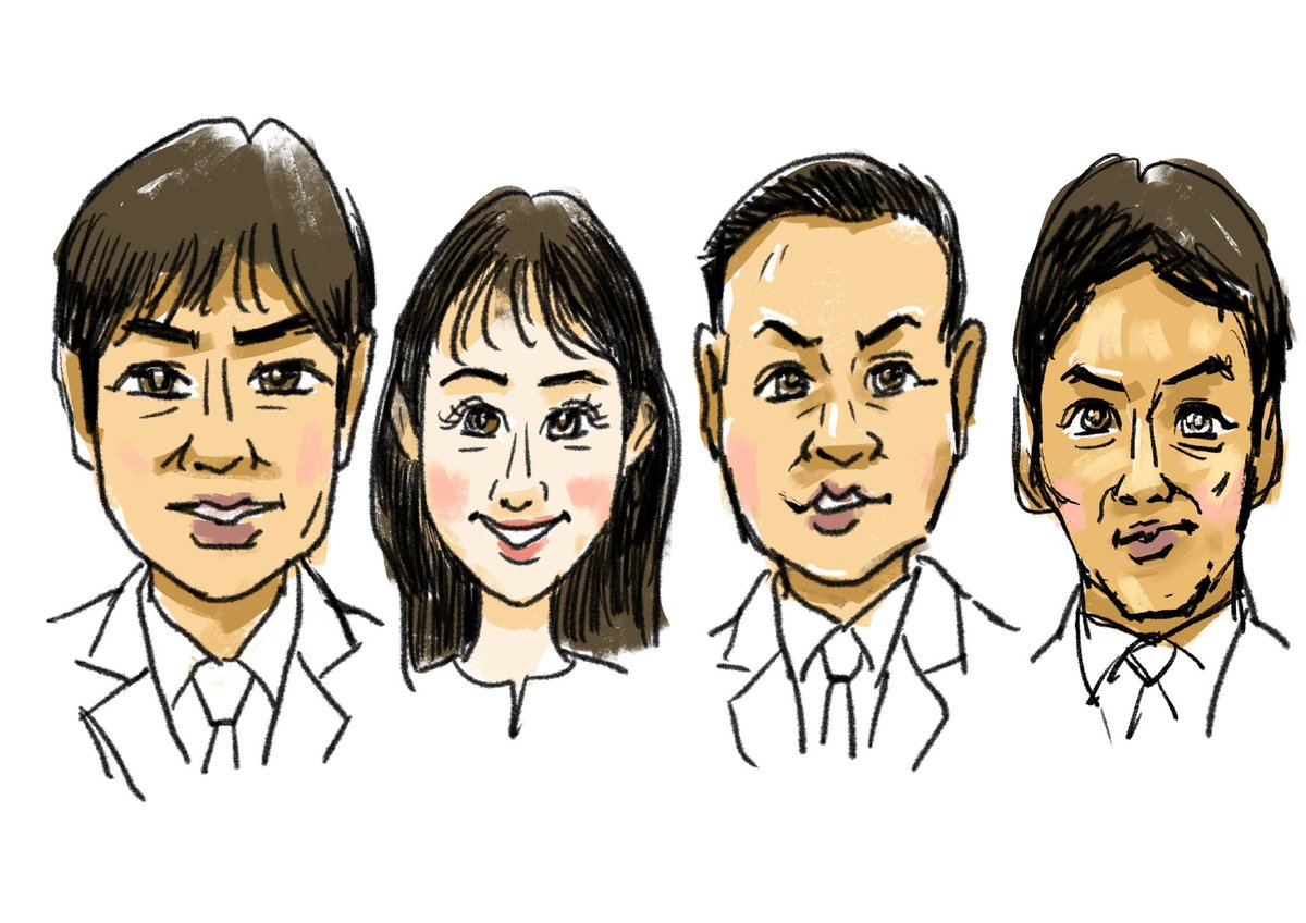 giyacchi's tweet photo. #モーニングショー  #羽鳥慎一  #森山みなみ  #玉川徹  #長嶋一茂  ＃似顔絵  ＃イラスト　#テレ朝 https://t.co/LZBUSzMrCX