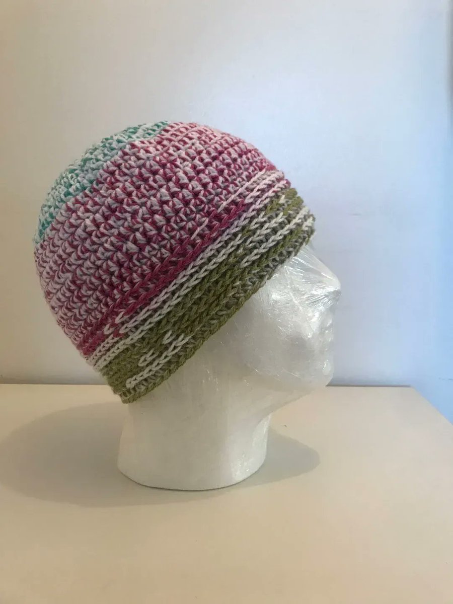 Adult Multi Colour Beanie (Blue, Bergundy, Green)- 22' Circumference - etsy.com/uk/listing/918… - #beanie #hat #crochet #handmade #etsy #etsyretwt #ATEtsyRT #anthonybrighton #amigurumi