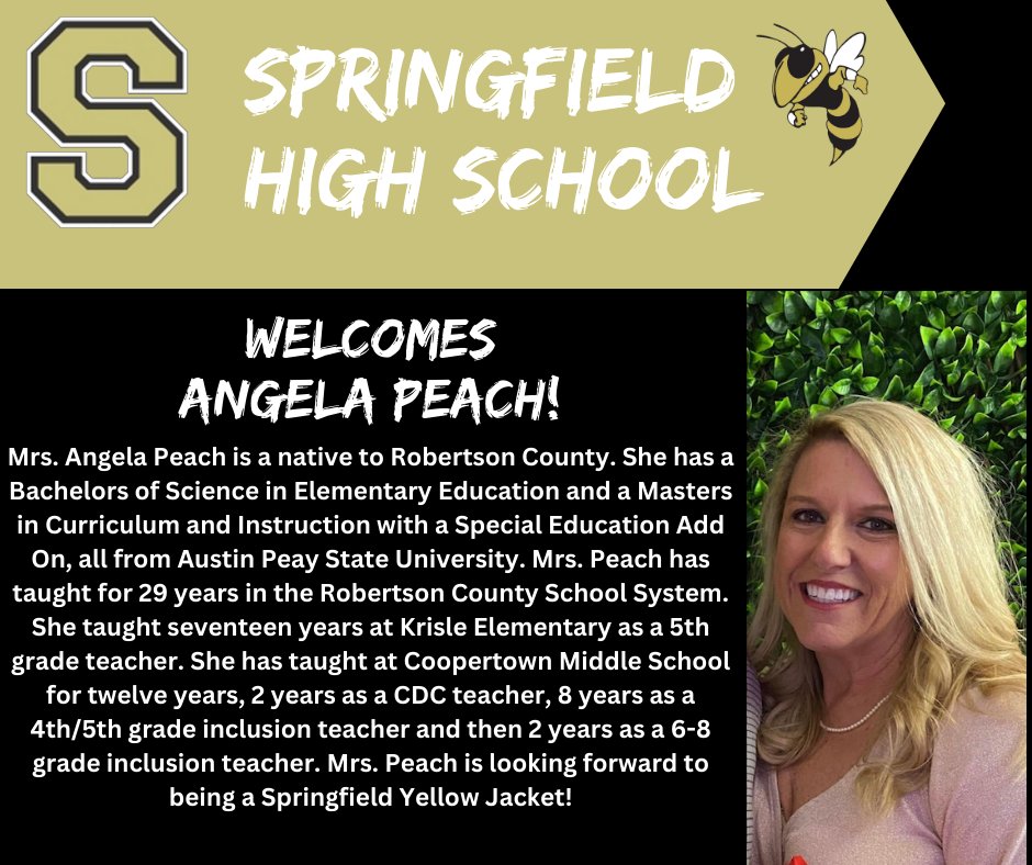 Welcome to SHS Mrs. Peach!