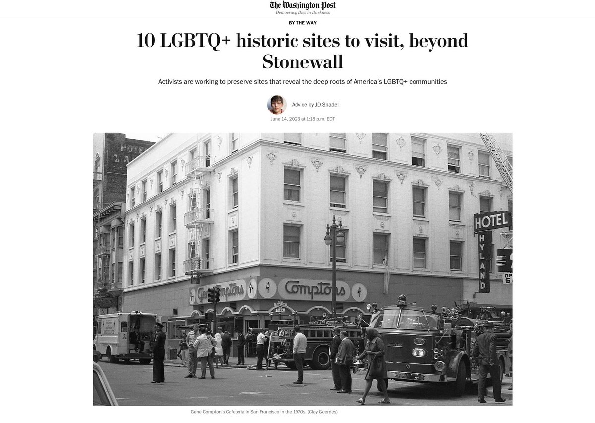 thewomensbldgSF's tweet photo. The @washingtonpost explores 
🌈 #LGBTQ historic sites and their role in uncovering stories from America's past. We're excited to see @thewomensbldgSF and Compton's Cafeteria featured! 🌍 Curious to learn more? Read the article here https://t.co/zklQNNt5IK 🏳️‍🌈✨ https://t.co/GpqBolkxhY