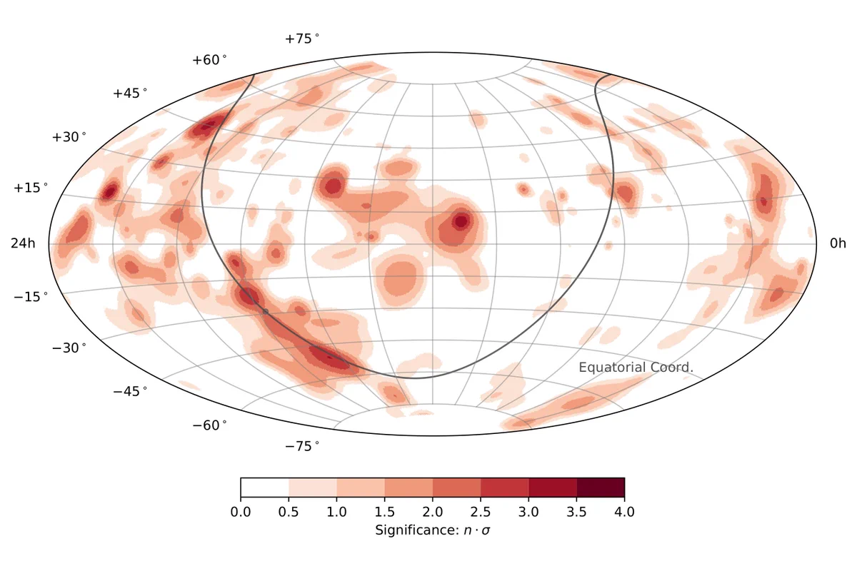 A sky map of the red neutrinos