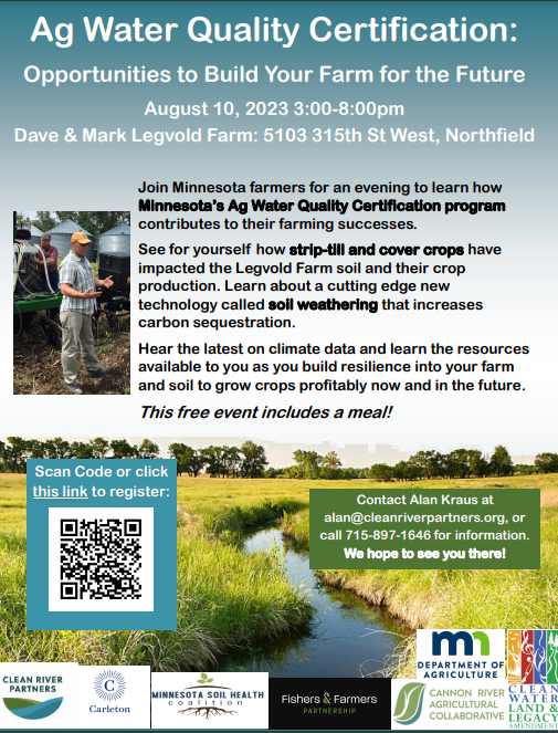 Want to build resilient soil and learn about funding opportunities? Or see me in a #soilpit?  Then join us on Aug 10 in Northfield, MN from 3-8 pm. 

<a href="/UMNExt/">U of MN Extension</a> #ReduceTillage #SoilCompaction #StripTill #CoverCrops #MNag