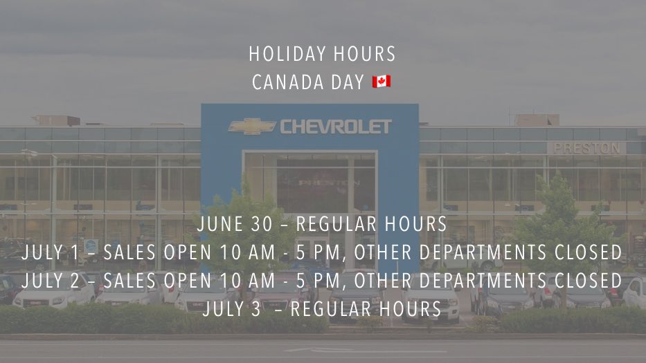 Please note our hours for this holiday weekend. Happy Canada Day! #HolidayHours #CanadaDay #LangleyBC #Langley