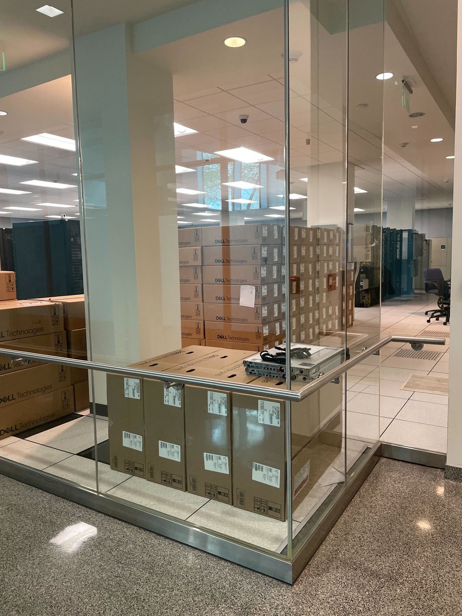 UBCCR's tweet photo. It's a busy summer already at CCR!  The new cluster hardware and faculty purchases are starting to pile up.  Once the racks &amp; switches arrive we'll start the install and burn in processes.  Please send ☕️  #UBHPC #CCRHelp https://t.co/wzywzIaC4C