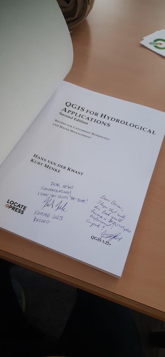 aman_bagrecha's tweet image. How lucky should I be to get a signed copy of #QGIS for Hydrological application (2nd edition) book by @hansakwast and @geomenke? Grateful!
#FOSS4G2023