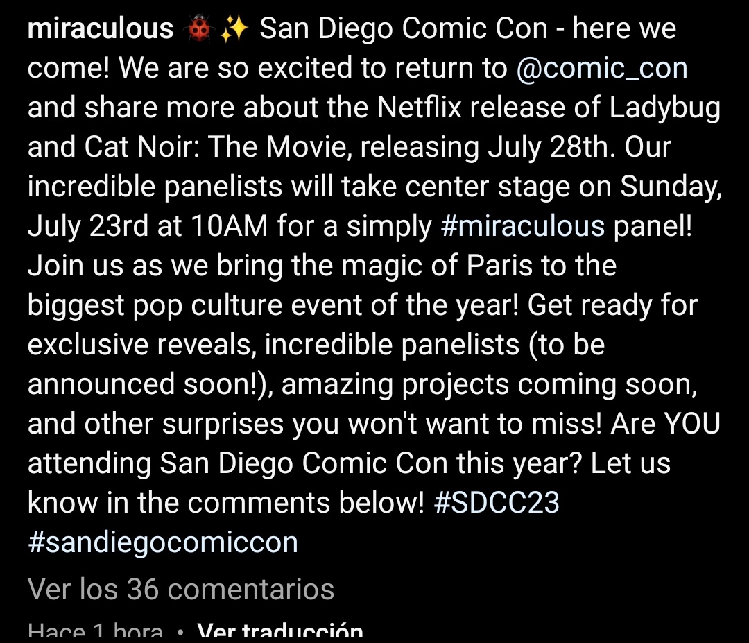 MIRACULOUS AT THE SDCC?? and they have new projects?? we are never going to be free