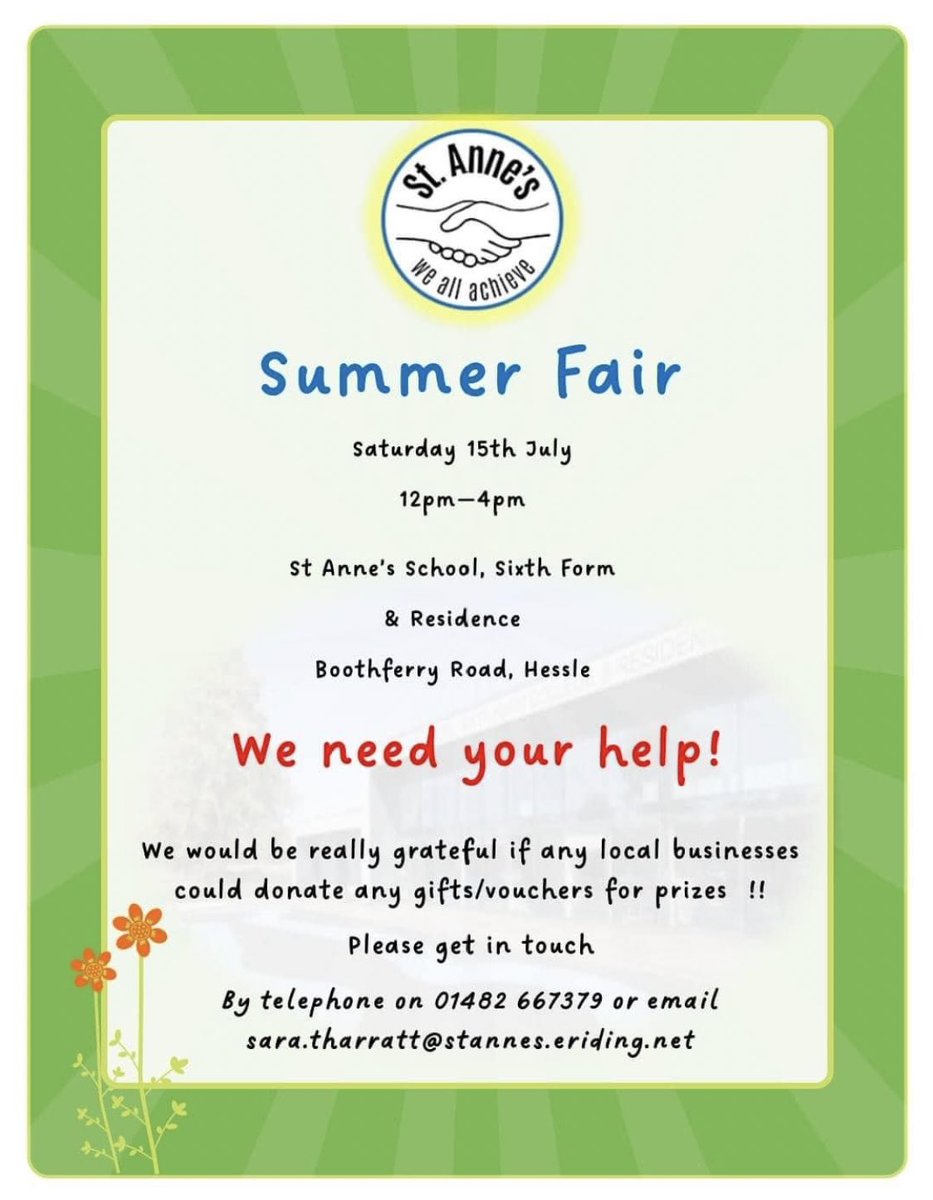 We need your help here at St Anne’s! #weallachieve