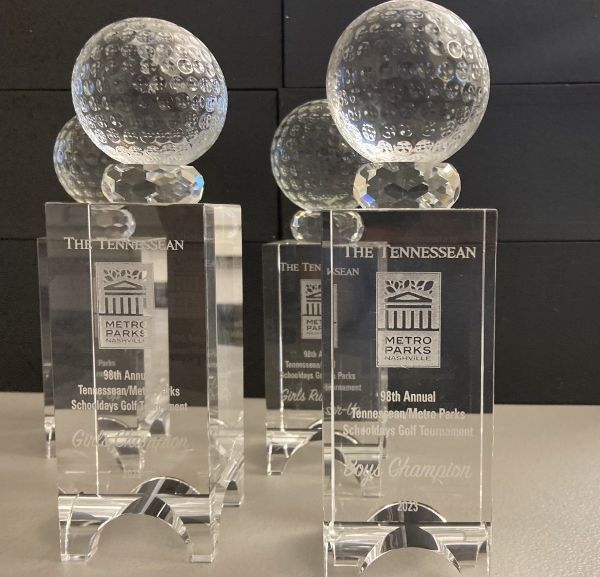 I want to thank <a href="/BrandtSnedeker/">Brandt Snedeker</a> and <a href="/CoachWTurnbow/">Whit Turnbow</a> from the Tennessee Golf Foundation again for their generous donation which helped us upgrade the awards for The Tennessean/Metro Parks Schooldays Golf Tournament. This is the second year we’ve awarded such classy hardware.