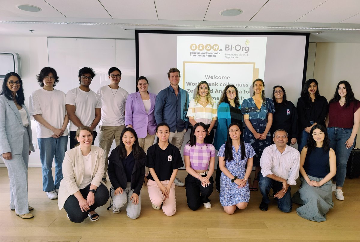 UofT_BEAR's tweet image. We had the pleasure of hosting #BIOrgPartners @WorldBank, @zeina_afif and Ana Maria Rojas Mendez, for a #roundtable at the @rotmanschool today. Thank you for sharing your important work with us!

#whatworks #whatdoesnt in #behsci 
#international #collaborations @dilipsoman