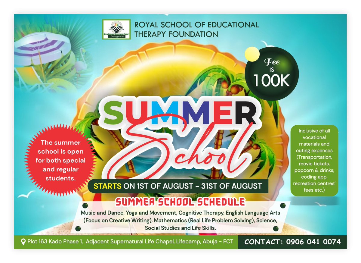 If you reside in Abuja, register your child for our inclusive Summer School program. It is intensive and fun!!! Lots of cognitive skills training and therapeutic support! Your child will either have fun while learning or learn while having fun!!! #SpecialEducation #learning #sped
