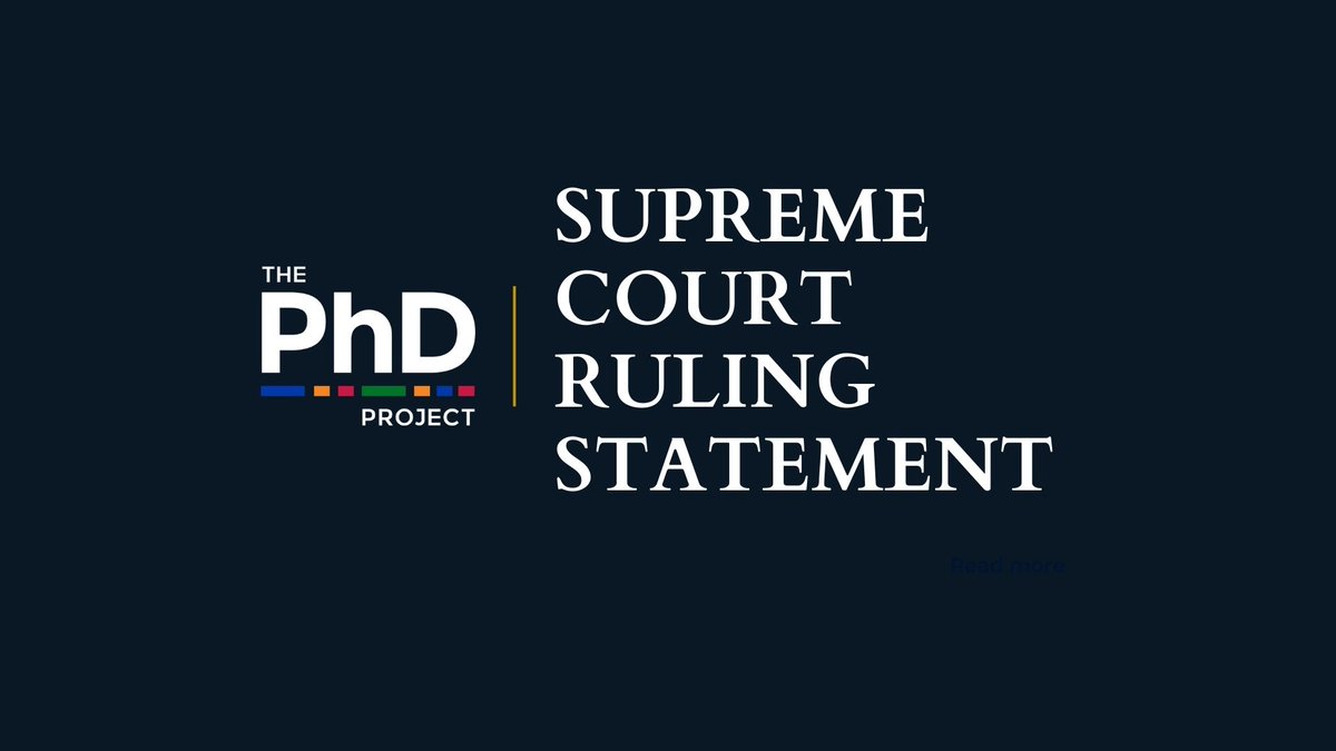 ThePhDProject's tweet image. The Court Overturns Race Conscious Admissions phdproject.org/phd-project-st…
#affirmativeaction #SupremeCourt #DiversityEnrichesEducation #ThePhDProject