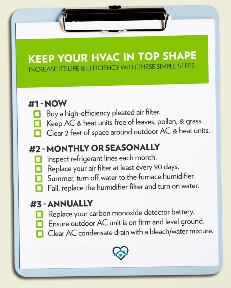 Keep your HVAC system in top shape with this easy preventative maintenance checklist 🏡🙌 
.
#johnlscott #kent #realestate #realty #homes #realtorlife #brokerage #listingagent #buyersagent #kentrealestate #covingtonrealestate #yourno1hometeam #topkentrealtor #trending