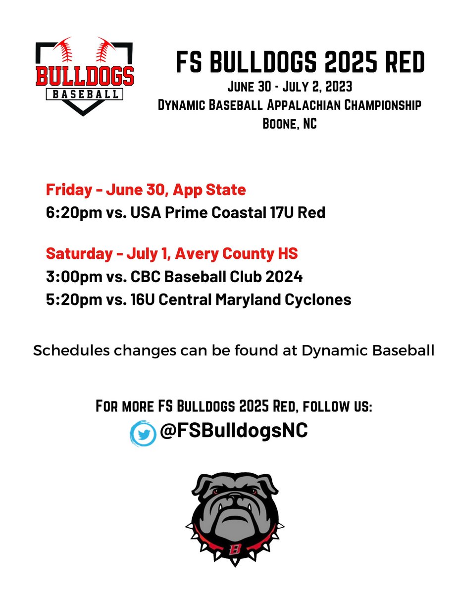 Come check us out this weekend with @DynamicBaseball in Boone, NC. #baseballrecruits #FSBulldogs #dawgsbeingdawgs