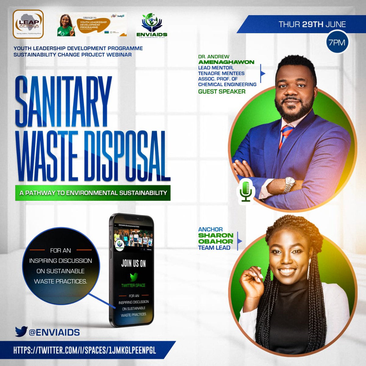 enviaids's tweet photo. Team ENVIAIDS, will be hosting her first webinar as part of the @LEAPAfrica Youth Leadership Development Programme (Sustainable Change Project)
Guest Speaker @DeGudDoctor_ 

https://t.co/9Kd6sJJp64 https://t.co/q5m6Kqa7Qf