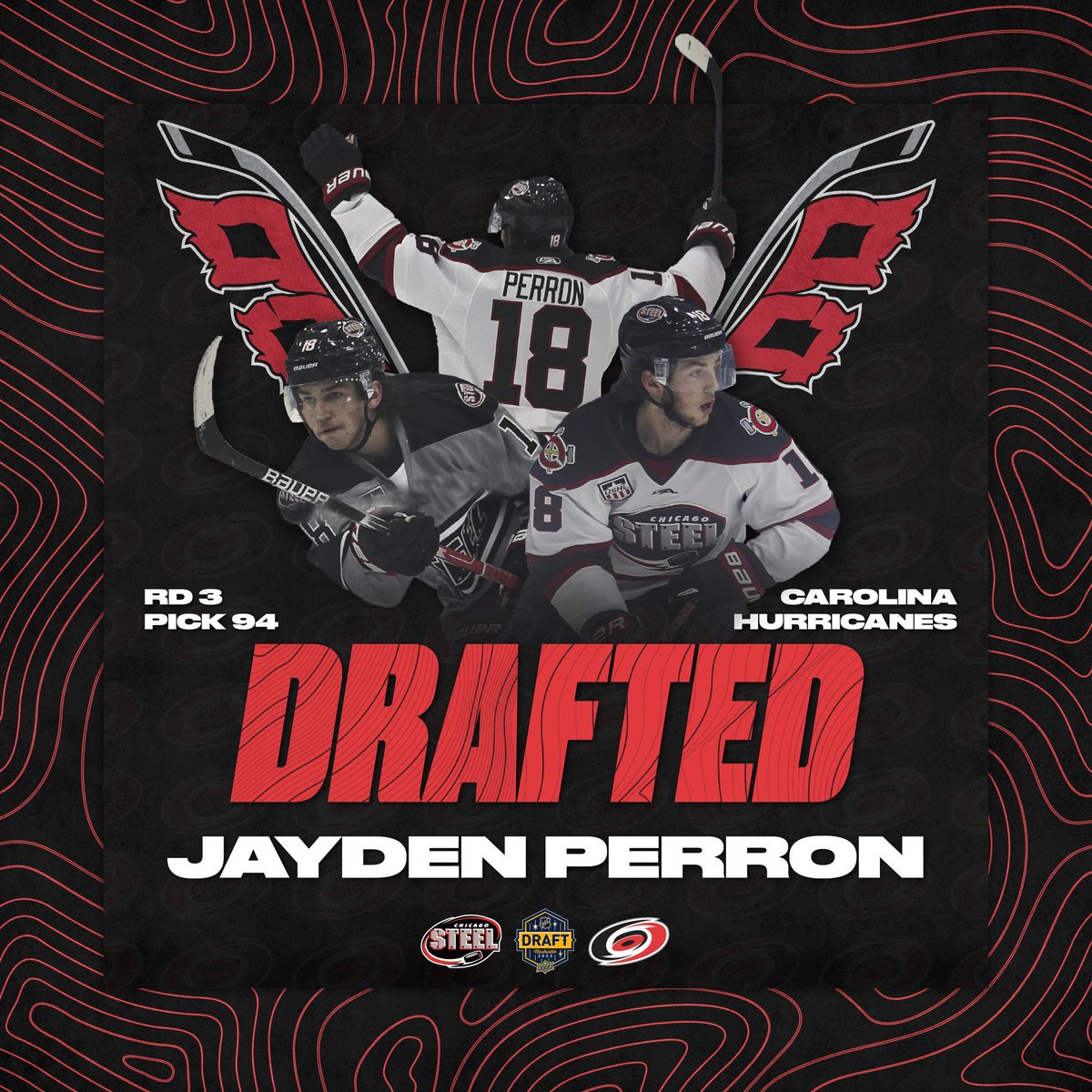 With the 94th overall pick in the 2023 NHL Draft, the Carolina Hurricanes select Jayden Perron!  

#FeelSteel I #LetsGoCanes I #2023NHLDraft