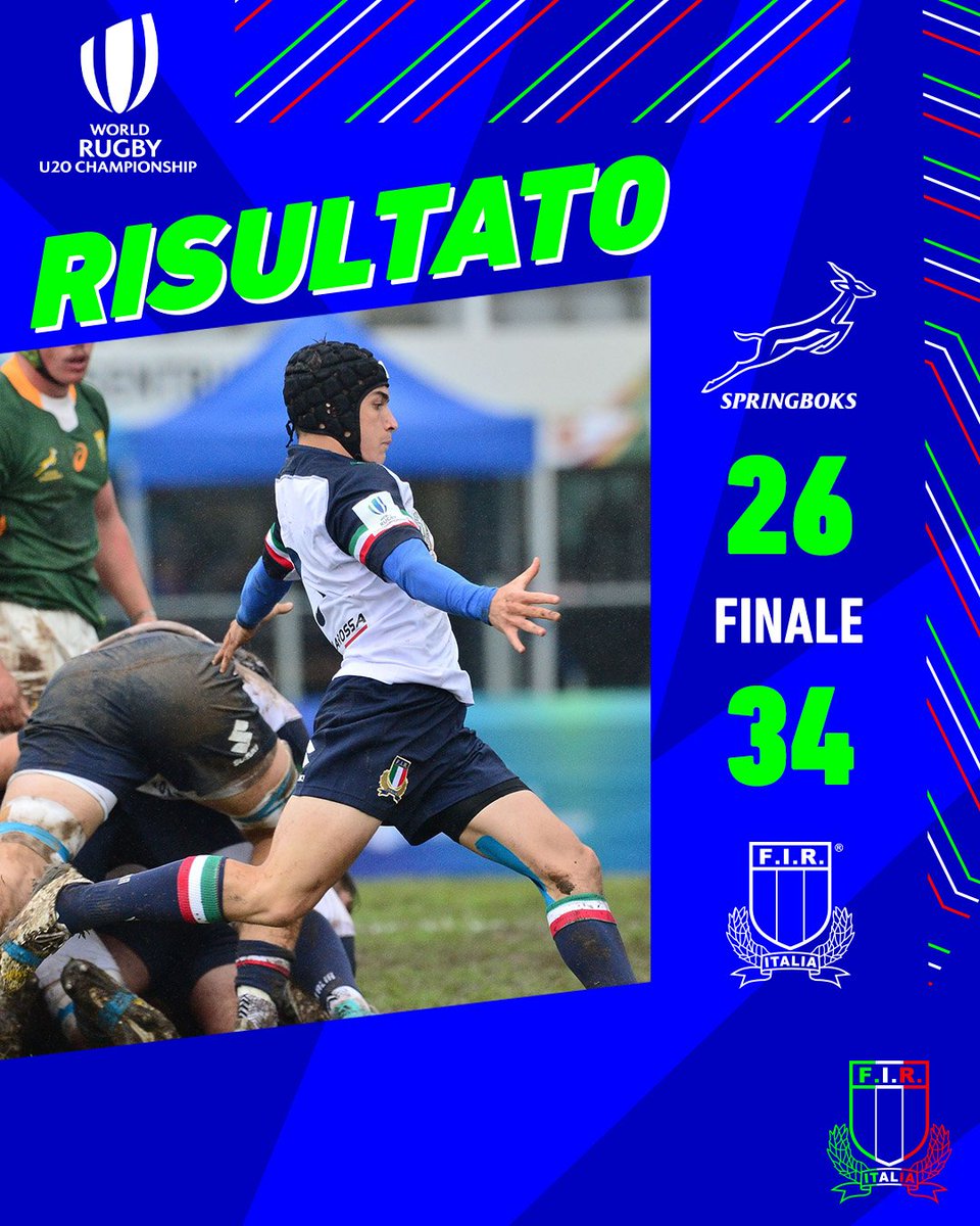 ✌️  things of this Italy U20 side that impressed me:

- very low number of handling errors in terrible conditions
- mental resilience after the 2 🇿🇦 tries in the 2nd half

They may be less talented compared to sides from the recent past, but these guys have something special.