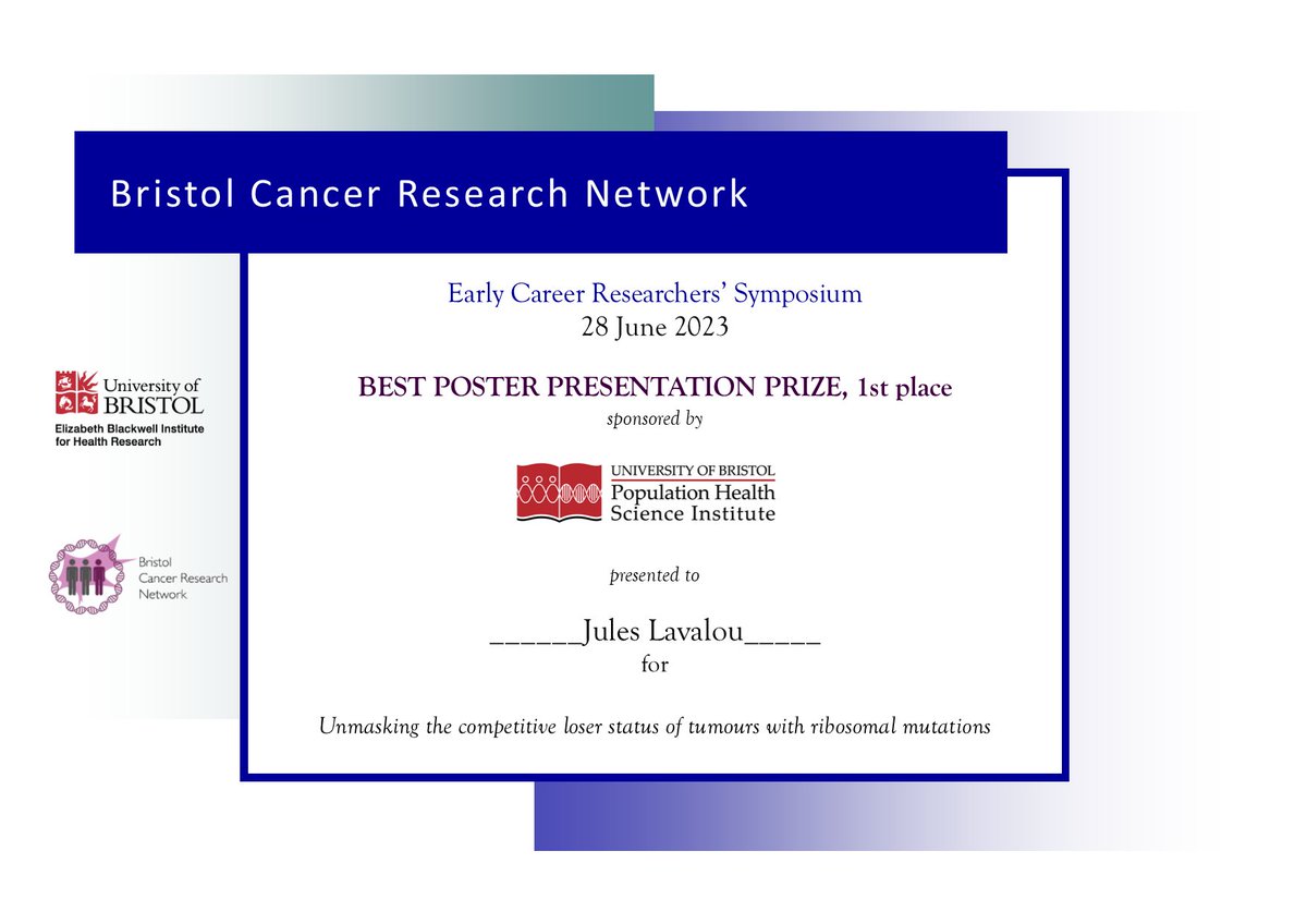 Jules Lavalou (@j_lavalou) on Twitter photo Delighted to have been awarded the best poster prize at the <a href="/BristolCancer/">Bristol Cancer</a>'s early career researchers' symposium! Thanks a lot to <a href="/BristolCancer/">Bristol Cancer</a> for organising this great event! Looking forward to come back next time with even more exciting data (I hope ! ;) ) ! Delighted to have been awarded the best poster prize at the <a href="/BristolCancer/">Bristol Cancer</a>'s early career researchers' symposium! Thanks a lot to <a href="/BristolCancer/">Bristol Cancer</a> for organising this great event! Looking forward to come back next time with even more exciting data (I hope ! ;) ) !