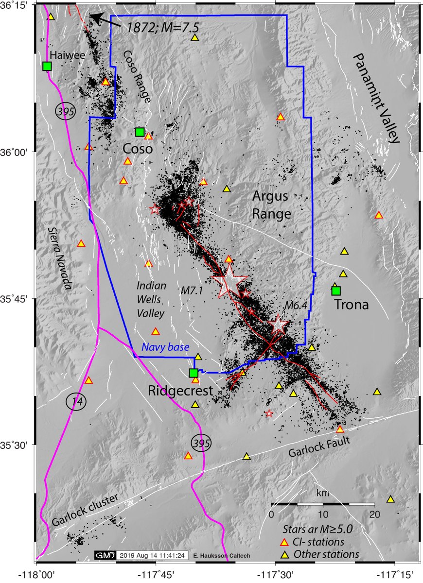 CaltechSeismo's tweet image. Happy 4th of July! 4 years ago the #Ridgecrest Sequence began with a M6.4 (2019/07/04) then a M7.1 (2019/07/05). One of our analysts remembers feeling it in the main hall at #AnimeExpo and then getting a call from the lab! Do you remember where you were when you felt it?