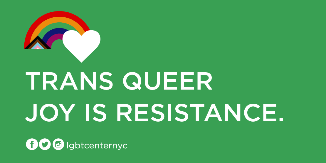 LGBTCenterNYC's tweet photo. TRANS QUEER JOY IS RESISTANCE! 🌈 ✨ 

I hope you get an amazing haircut, cook a delicious meal, have a great time with friends, pet a fluffy dog, or take a warm bubble bath. Trans folks deserve joy and simplicity, just like anyone else.

#TogetherWeThrive #CenterPrideAt40 https://t.co/6e6ORKOcxd