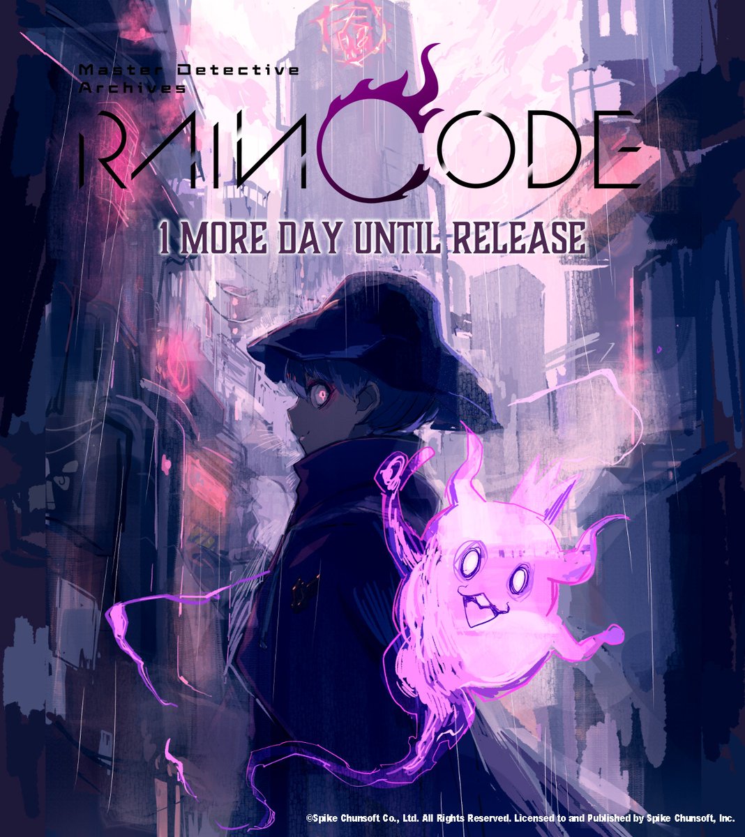 Tomorrow is launch day! Shimadoriru (@simadoriru) comes through with a moody, aesthetic illustration of Yuma & Shinigami! Master Detective Archives: RAIN CODE coming to #NintendoSwitch!

Official website:
spike-chunsoft.co.jp/raincode/en/
#RAINCODE