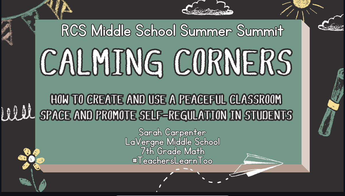 sacarpenter6285's tweet image. Join me at the @rucoschools Summer Summit on July 12th as we discuss creating a peaceful classroom safe for students to practice self regulation strategies. I have lots of resources to share!  @LMS_Hawks #iTeachLMS #RCSchools #middleschool #TeachersLearnToo #postforpencils