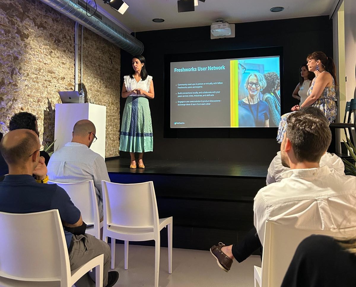 imaticatech's tweet image. Parte de nuestro equipo, asistió al evento organizado por #Freshworks en Barcelona para conocer de primera mano todas las posibilidades que nos aportará la irrupción de la inteligencia artificial aplicada a sus diferentes herramientas.