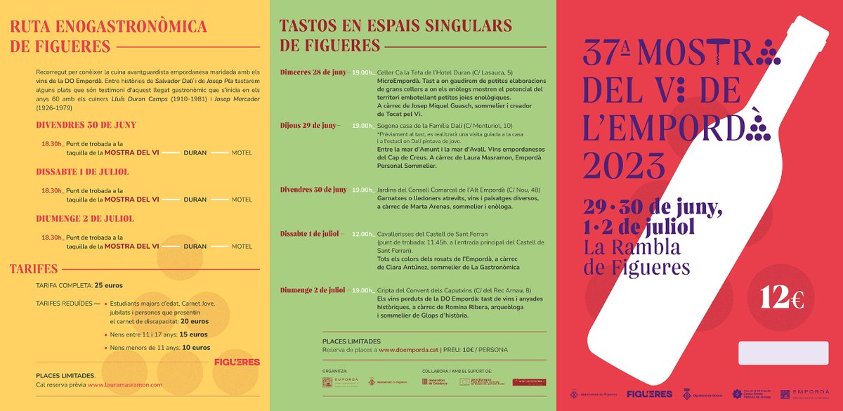 costabrava's tweet photo. En marxa la 37a Mostra del Vi de l'Empordà! 🍇 

📆 29 i 30 de juny, 1 i 2 de juliol 
📍 Rambla de Figueres

🍷 Vine i gaudeix dels millors vins de la @DOEmporda! ✨
ℹ️ https://t.co/jU4TSFdTaB

#inCostaBrava https://t.co/yeDqJ0e4ZF