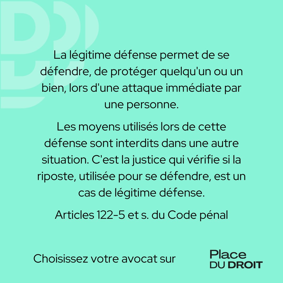 placedudroit's tweet photo. Qu’est-ce qui caractérise la légitime défense ?

#droit #droitdelaroute #droitroutier #droitpénal #legitimedefense #actu #actualite https://t.co/6FCCTu6riq