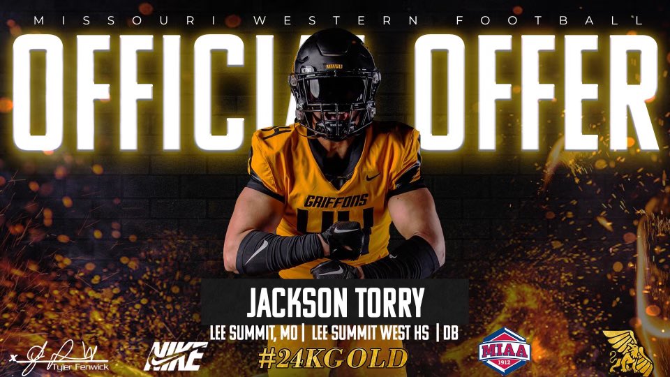 Jackson Torry (@jacksontorry1) on Twitter photo After a conversation with <a href="/abellboys/">Aaron Bell</a> I am blessed to have received an offer to continue my academic and football career at Missouri Western State University #BeIDEAL <a href="/LSWTitanFB/">LSWTitanFootball</a> <a href="/coachWillieHorn/">Coach Willie Horn</a> <a href="/PrepRedzoneMO/">Prep Redzone Missouri</a> <a href="/6starfootballMO/">Six Star Football | MISSOURI</a> After a conversation with <a href="/abellboys/">Aaron Bell</a> I am blessed to have received an offer to continue my academic and football career at Missouri Western State University #BeIDEAL <a href="/LSWTitanFB/">LSWTitanFootball</a> <a href="/coachWillieHorn/">Coach Willie Horn</a> <a href="/PrepRedzoneMO/">Prep Redzone Missouri</a> <a href="/6starfootballMO/">Six Star Football | MISSOURI</a>