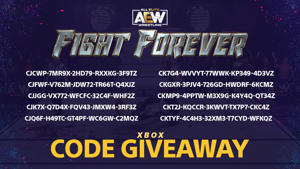 AEWGames's tweet photo. To celebrate our amazing fans, we are giving away #AEWFightForever codes for every platform! First come, first served.

Thank you to all of the @AEW Gamers out there! 🎮 
#AEWGames https://t.co/0Co3CBFSaw