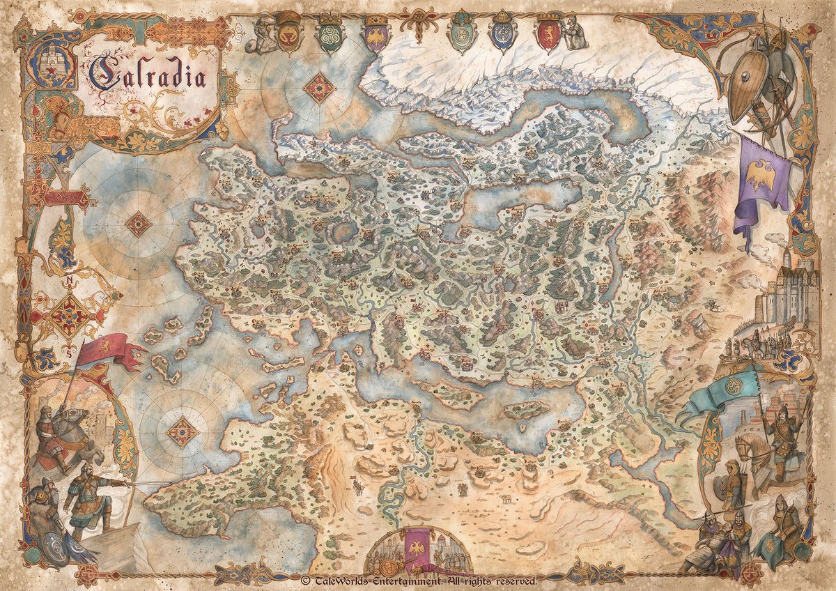 Official Map of #Calradia, made for one of my favorite #videogames Mount&Blade II:Bannerlord🛡⚔️
Weeks of work, but I was really happy to add all the details and lore scenes😊
#cartography #fantasymap #worldbuilding #artoftheday #gamemap #gameart #gamedev #worldmap #videogameart