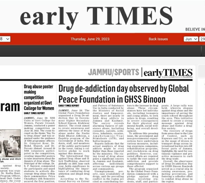 _Globalpeace's tweet photo. Drug De-addiction day observed https://t.co/TABwMAQhub