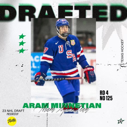 With pick 125, we have selected Aram Minnetian from the USNTDP! 

Welcome to #TexasHockey, Aram! 

@PellaTexas | #NHLDraft