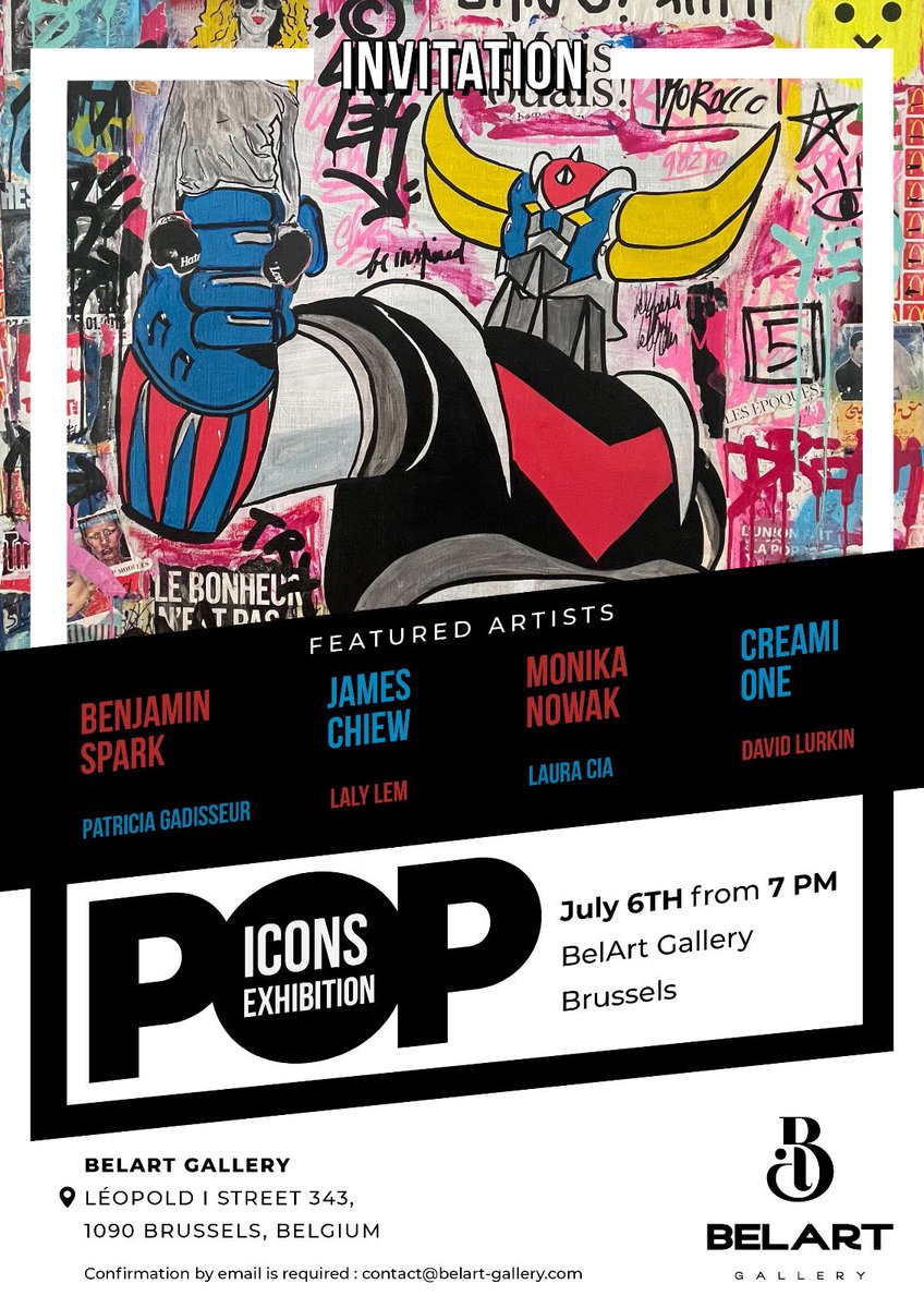 Portée par Goldorak, héros de mon enfance, cette toile raconte des bribes moments de ma vie. La toile sera exposée à la galerie d’art, Belart Gallery. Les amateurs d’art et investisseurs sont invités au vernissage via ce lien. 
lnkd.in/eKkJriKZ
#artcontemporain #popart