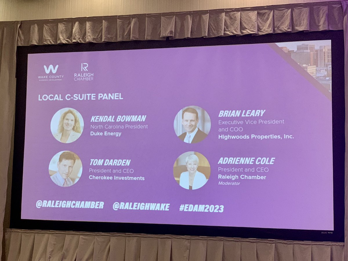 Great conversation today with Tom Darden, <a href="/AColeGRCC/">Adrienne Cole</a> and <a href="/brianlearyNC/">Brian Leary</a> about the challenges and opportunities Wake County is facing in times of unprecedented growth. Thanks to <a href="/raleighchamber/">Greater Raleigh Chamber</a> for hosting. The future of <a href="/RaleighWake/">Wake County Econ Dev</a> is bright! #EDAM2023