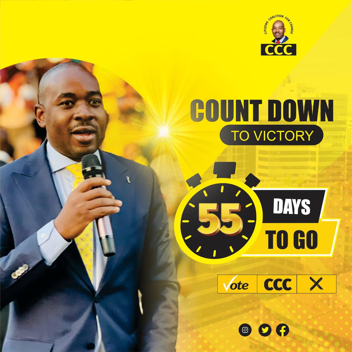 🗳️COUNT DOWN TO VICTORY: Only 55 days until the election! Make sure your voice is heard and don't forget to vote. #Election2023 #YourVoteCounts #ZimElections