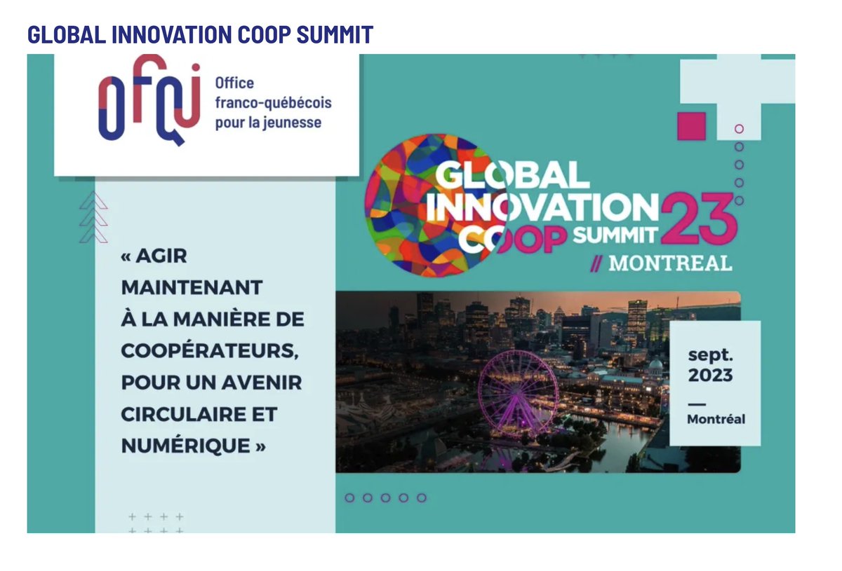 Bienvenue à tous les jeunes de <a href="/ofqj_france/">Office franco-québécois pour la jeunesse - France</a> !  Vous êtes une source d'inspiration pour l'innovation!
ofqj.org/global-innovat…